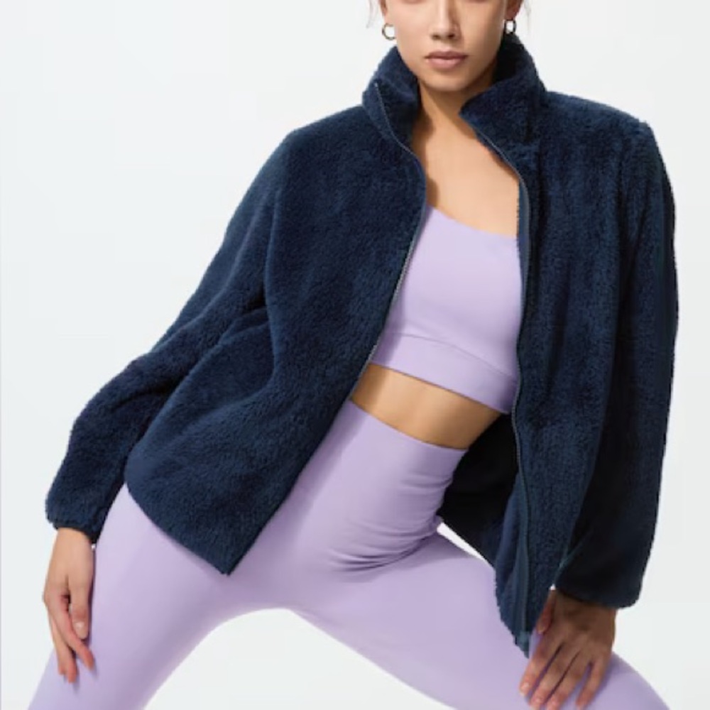 Uniqlo Fluffy Yarn Fleece Full-Zip Jacket XS UNIQLO Navy Blue fleece jacket XS